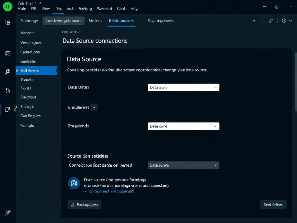 Technical screenshot of professional data source connection